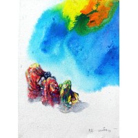 Hussain Chandio, 12 x 16 Inch, Acrylic on Canvas, Figurative Painting-AC-HC-093
